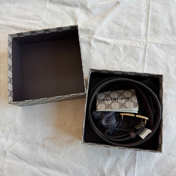 Balenciaga x Gucci BB Hacker Monogram Belt Brown NEW w/ Tags Italy Size 80cm 32 - Picture 3 of 9